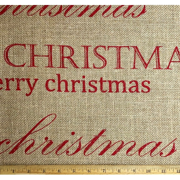 1 Yard -  Merry Christmas Red Jute Burlap  Fabric (Great for Quilting, Sewing, Craft Projects, Throw Pillows & More) 1 Yard X 44" Wide