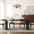 thumbnail image 2 of MAYEERTY Modern 79*33.5*30" Oval Black Dining Table with Arc - shaped Rattan Legs, Seats 6, 2 of 9