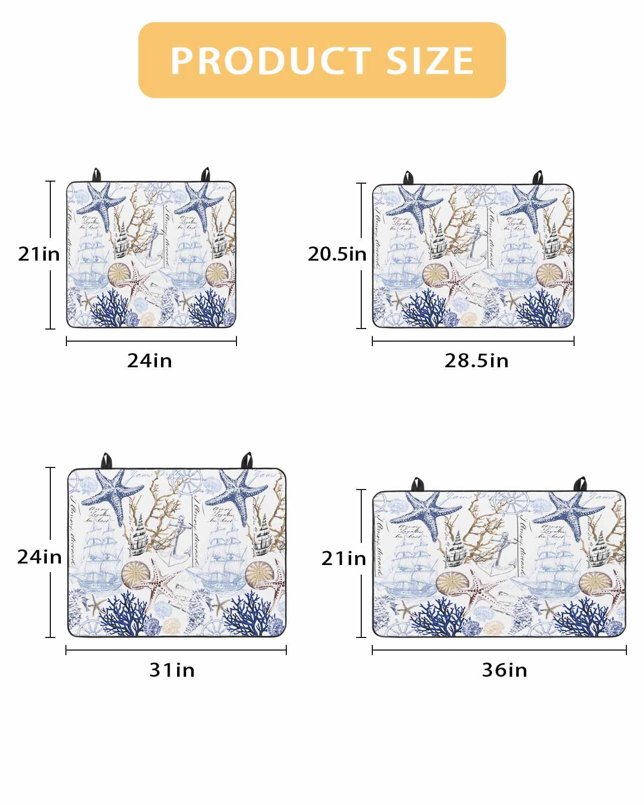 nqOlkjepod Large Induction Cooktop Protector Mat 36"x21", Blue Brown Coastal Stove Top Covers for Electric Stove, Summer Beach Nautical Coral Starfish Stove Burner Cover Mats, Glass Top Stove Cover