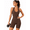 Brown, variant on Women's Backless Workout Jumpsuit, One Piece Yoga Romper, Sleeveless Gym Bodysuit, Biker Shorts Fitness Outfit