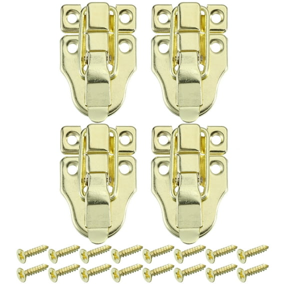 Uxcell 4Pack Duck-Billed Toggle Hasp Latch, Metal Box Toggle Latch Chest Latch with Mounting Screws, Gold