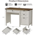 thumbnail image 5 of FIAKOA 45"Executive Desk, Modern Farmhouse Computer Desk with Drawers & Cabinet, White Home Office Desk Writing Workspace for Work Study, 5 of 9