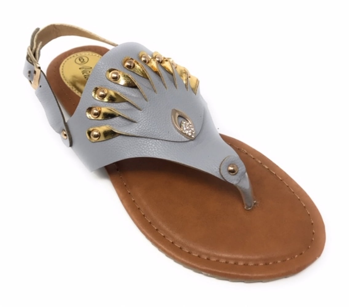 Victoria K Women's Gold Applique With Studs Sandals