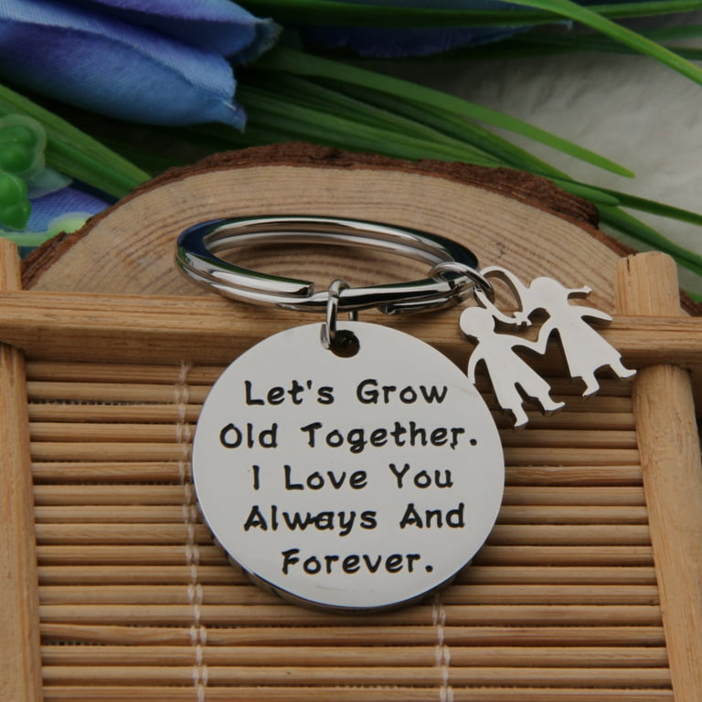 Anniversary Gifts Keychain Let's Grow Old Together Love Lettering Keychain Wedding  Anniversary Gifts for Couple Best Friend Gifts 
