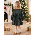 thumbnail image 4 of Yaoqi 18 Months Infant Baby Girl Dress 24 Months Girls Christmas Clothing Ruffle Long Sleeves Plaid A-line Dress Bowknot One-piece Clothes Green, 4 of 6