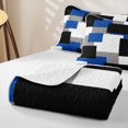 thumbnail image 4 of Castle Fairy Retro Offset Square Block Bed Spread Queen 3pcs,Minimalist Mosaic Queen Coverlet Set,Royal Gray Black,1 Quilt and 2 Pillowcases, 4 of 7