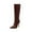 Wine, variant on Women Stiletto High Heels Knee High Boots Pointed Toe Mid Calf Boots Fashion Wide Calf Party Dress Booties