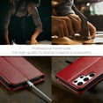 thumbnail image 5 of Wallet Case For Samsung Galaxy S24 Ultra, Luxury Premium Leather Flip Strong Magnetic Closure [Kickstand][RFID Blocking][Card Holder Slots] Retro Shockproof Phone Cover Men/Women, Red, 5 of 7