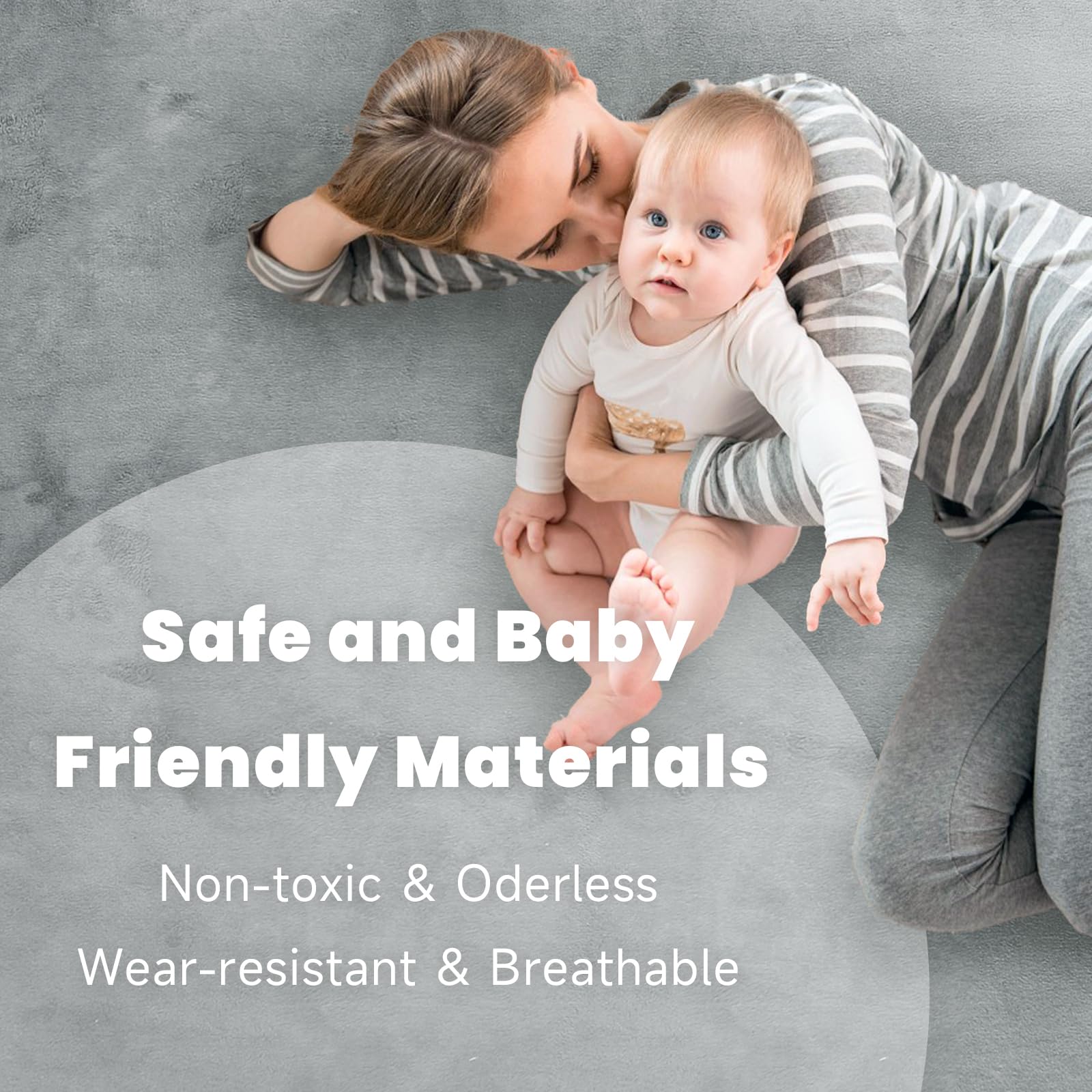 ACOMOPACK Baby Play Mat for Floor 1.3" Thick Memory Foam Play Mat 71"×79" Tummy Time Crawling with Non-Slip Bottom for Living Room,Nursery,Soft Velvet Playpen Mats for Kids,Infants