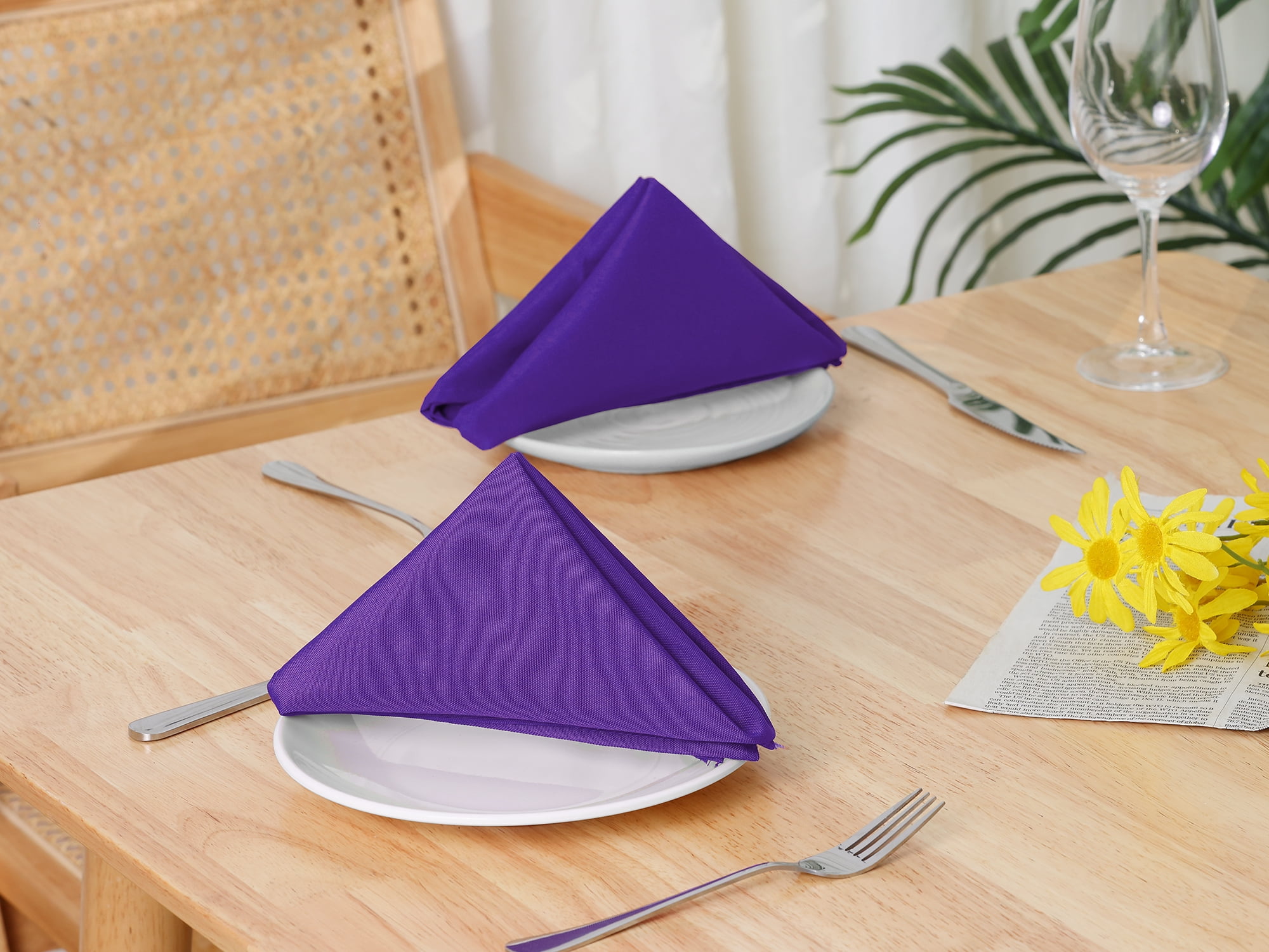 Unique Bargains 6 Pack Polyester Restaurant Cocktail Party Cloth Napkins Dark Purple