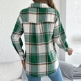 thumbnail image 4 of Hueook Barn Jackets for Women Women Coat Women‘s Casual Oversize Fall/Winter Plaid Lapel Long Sleeve Coat Outwear Jackets Green S, 4 of 8