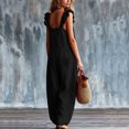 thumbnail image 4 of Sokhug Women's Wide Leg Jumpsuit Ruffle Strap Button Front Casual Loose Fit Summer Romper Overalls with Pockets, 4 of 7