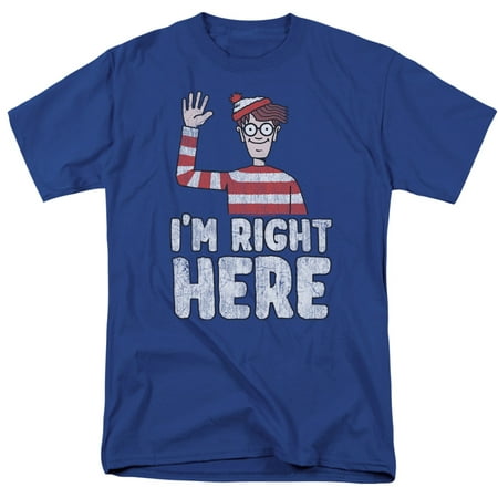 Wheres Waldo/Im Right Here S/S Adult 18/1 Royal Blue