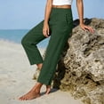 thumbnail image 4 of CUSTG Casual Pants For Women Straight Leg Drawstring High Waist Pants Summer Loose Fit Beach Trousers With Pockets Long Length Fashion Versatile Capri Pants For Women, 4 of 4