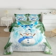 thumbnail image 2 of Homewish Snowman Snowflake 3-Piece Full Size Comforter Sets for Preppy Children Teens,Happy Xmas Christmas Bedding Comforter Set,Green Tree Leaves Lightweight Bedding Sets,Lightweight Room Decor, 2 of 8