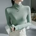thumbnail image 7 of Women's Clothing Casual Pullover Knit Sweaters Oversized Cozy Winter Minimalist Outfit Sweater Warm Ribbed Fabric High Neck Long Sleeve Slim Fit Base Layer Stylish Tops Blouse, 7 of 7