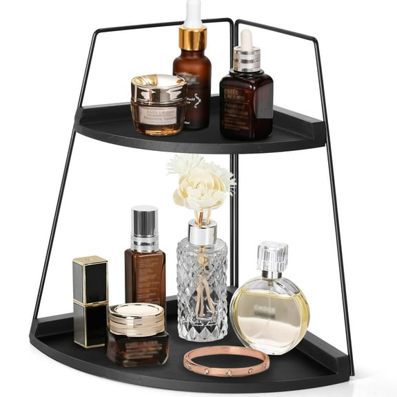 Countertop 2-Shelf Wood Counter Standing Bathroom Organizer