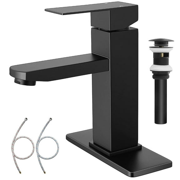 HOUFIY SUS304 Matte Black Single Bathroom Faucet