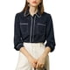 thumbnail image 1 of INSPIRE CHIC Camisa Con Botones Mangas Largas Color De Contraste Bolsillos Gemelos Para Mujeres Azul Marino M, 1 of 6
