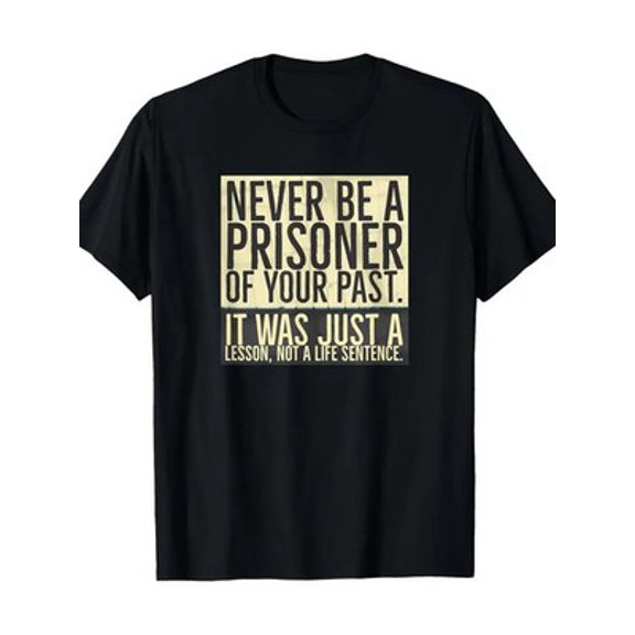 Velto Men's Sober Recovery T-Shirt - "Never Be a Prisoner of Your Past" Quote, 100% Co All Size S-5XL