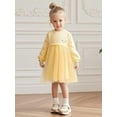 thumbnail image 2 of Bellafa Toddler Girls Casual Fairy Applique Tulle Dress Ruffle Long Sleeve Princess Girls Sparkle Tutu Dress For 2-7 Years, 2 of 9