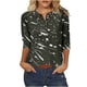 thumbnail image 2 of Fiudx Ofertas Flash Del Día Solo En Línea Camiseta Holgada de Manga 3/4 con Botones Estampados para Mujer, 2 of 4