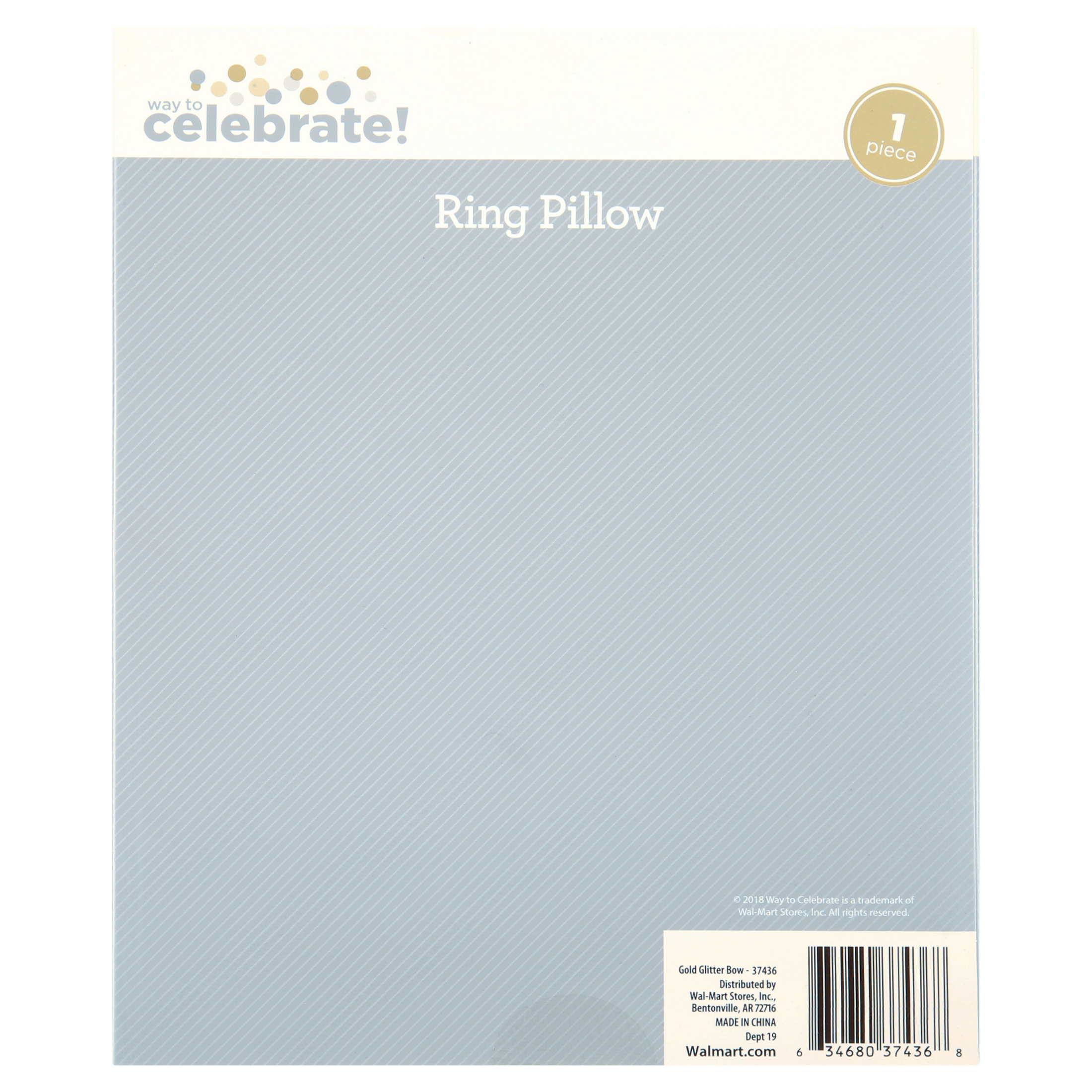 WAY TO CELEBRATE! Gold Shimmer Bow Ring Bearer Pillow 13 x 13 inch 1 Count per Pack for Wedding