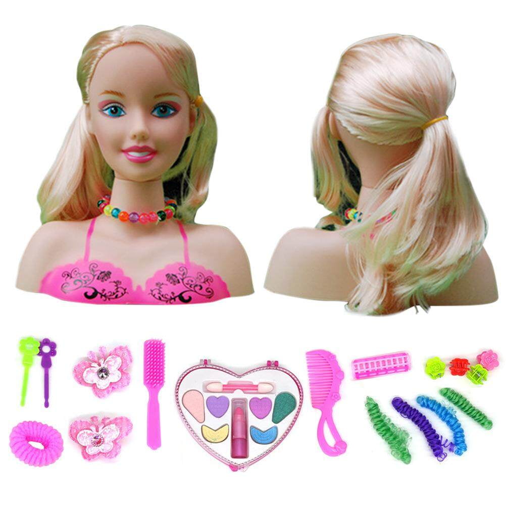 FitBest 17Pcs Hairdressing Styling Head Doll Makeup Toy for Kids