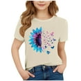 thumbnail image 2 of SGFCWSX Girls Short Sleeve T-Shirt, Kids Print Regular Fit Crewneck Summer Tees Casual Everyday Tops Beige Size 9-10Years, 2 of 4