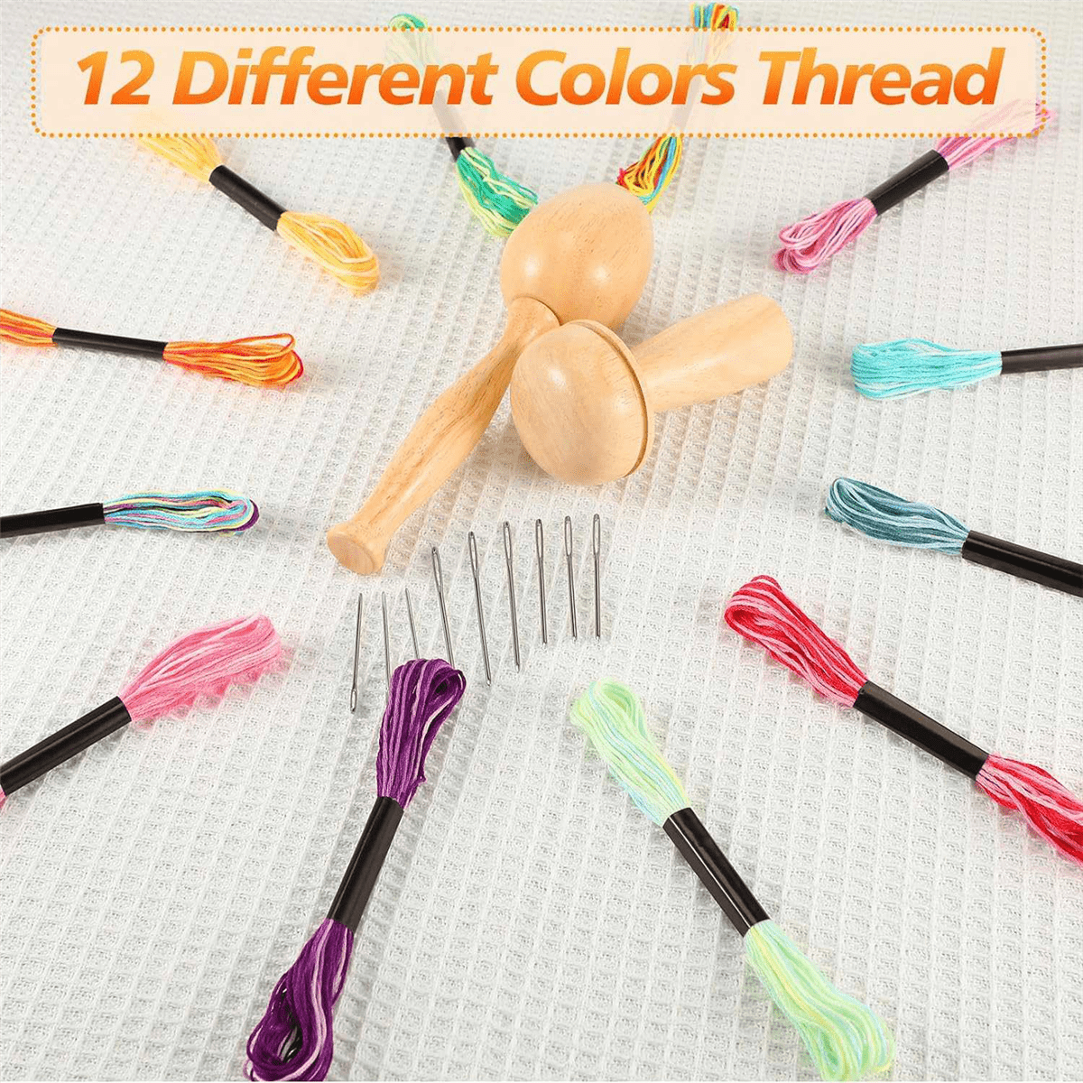 2 Pcs Darning Supplies Kit Egg for Socks Mushroom Wooden with Eye Needles Sewing