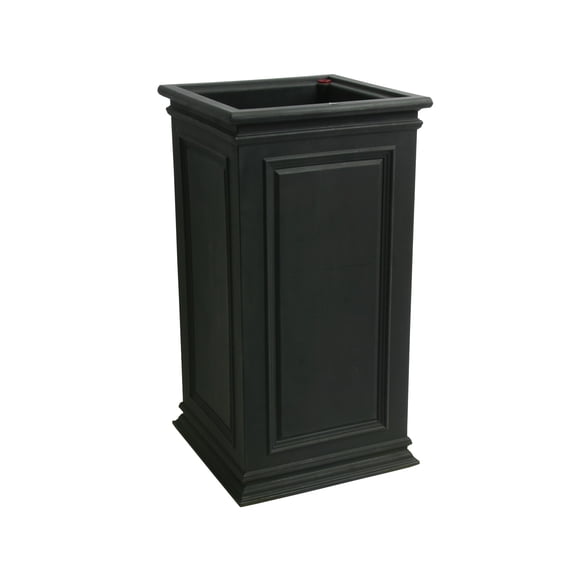 Algreen Covington 27" Self-Watering Planter, Square Pillar, Black Resin