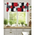 thumbnail image 2 of Curtain Valance for Windows,Abstract Red Black White Gray Color Block Kitchen Valances Rod Pocket Short Curtains,Geometric Art Window Treatment Panel for Bedroom Bathroom 42x12in, 2 of 9