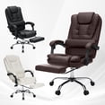 thumbnail image 2 of Hoffree Executive Office Chair Ergonomic Computer Desk Chair Reclining High Back Leather Office Chair with Footrest Lumbar Back Support Swivel Rolling for Home Office Brown, 2 of 9