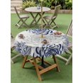 thumbnail image 5 of Navy Blue Chrysanthemum Outdoor Tablecloth with Umbrella Hole, Farmhouse Botanical Floral Modern Spillproof Waterproof Outdoor Table Cover, Patio Tablecloths for Party/Garden/Picnic, Round 60 inch, 5 of 9