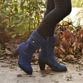 thumbnail image 3 of Dakaela Women's Cowboy Ankle Boots Chunky Heel Wide Calf Western Booties Round Toe Dress Jeans Denim Cowgirl Boot Blue 7.5, 3 of 7