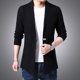 thumbnail image 3 of Suéter de punto para hombre, chaqueta de punto de longitud media, abrigo de lana, suéter de color sólido, ropa exterior informal, primavera y otoño, 3 of 4