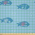 thumbnail image 2 of Ambesonne Marine Fabric by the Yard Microfiber, Fishes and Nautical Elements, 10 Yards, Pale Blue and Sea Blue, 2 of 2
