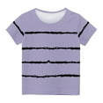 thumbnail image 2 of Girls Casual Short Sleeve T Shirts Crewneck Tunic Tops Summer Kids Striped Print Tee Blouses, 2 of 5