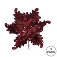 thumbnail image 3 of Vickerman 17" Burgundy Pearl Glitter Poinsettia Artificial Christmas Stem, 3 per Bag, 3 of 3