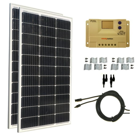 

200-Watt Monocrystalline Solar Panel Kit with 20 Amp Solar Charge Controller