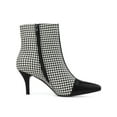 thumbnail image 3 of BLISSFUL STEP Women's Ankle Boots Pointed Toe Stiletto Heels Houndstooth Plaid Zip-Up Boots Black Houndstooth 10, 3 of 7