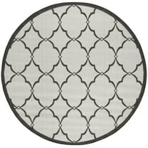 SAFAVIEH Beach House Sharla Geometric Indoor/Outdoor Area Rug, Light Grey/Charcoal, 4' x 4' Round