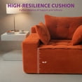 thumbnail image 4 of BYBYME Chaise Lounge Chair,No Assembly Cloud Plush Corduroy Upholstered Sofa Bed,Boneless Chaise with 3 Pillows,Cozy Sleeper Couch for Living Roomwith Ottoman,Orange, 4 of 9