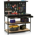 thumbnail image 1 of Costway 48" x 24" Workbench Heavy-Duty WorkTable with 3 PCs Pegboard Drawer & Shelves Black, 1 of 10