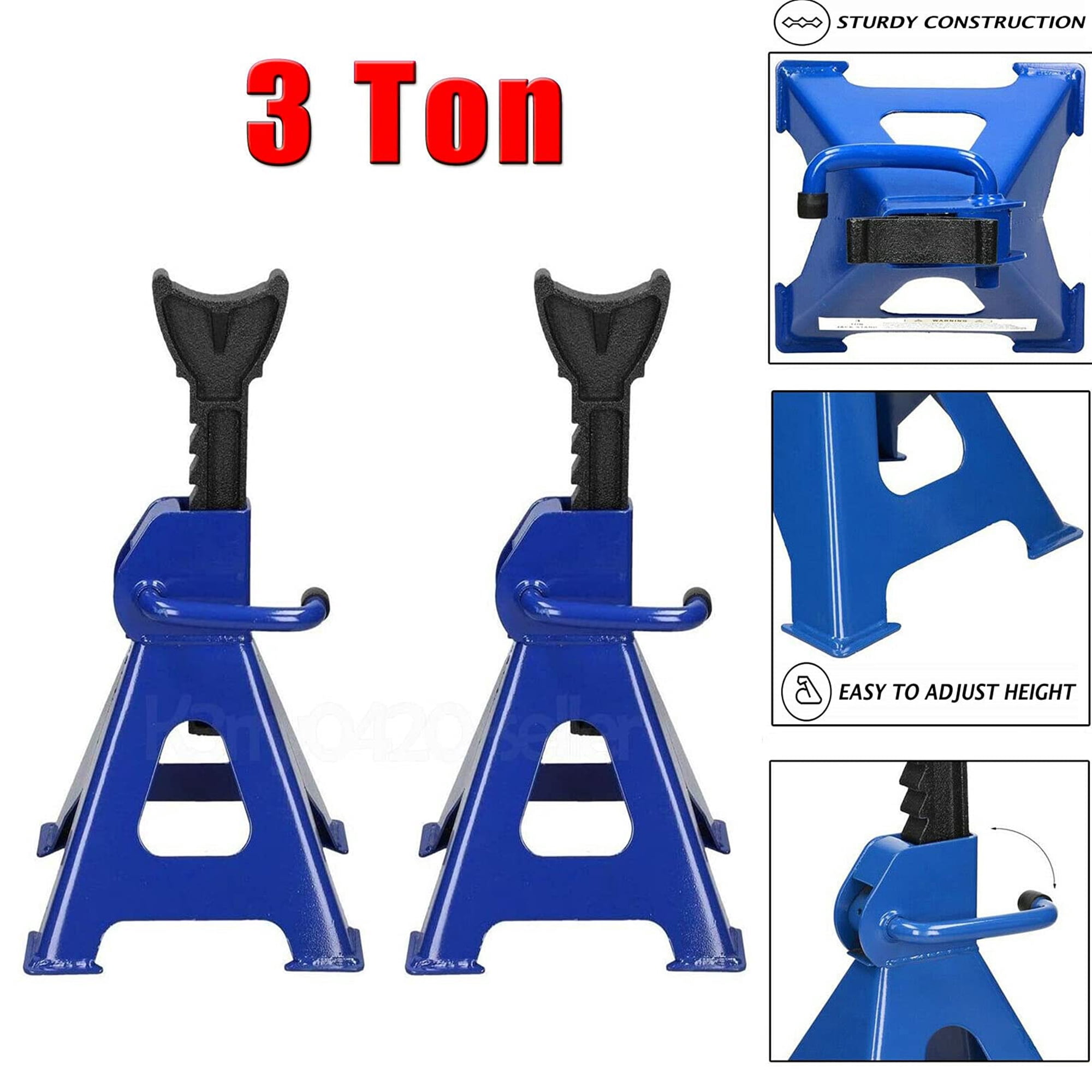 Elook 3 Ton Capacity Stands Set of 2PCS Heavy Duty Jack Stand 6 Ton/Pair Capacity Metal Steel Jack Stands CSelf-Locking Car Lift Auto Repair Tools 1 Pair Truck Jack for Garage Car Repair Maintenance