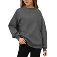 thumbnail image 4 of OGLCCG Girls Mock Neck Sweatshirts Oversized Long Sleeve Fleece Pullover Sweatshirts Lightweight Fall Winter No Hood Plain Turtleneck Tops 5-14 Years, 4 of 8