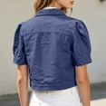 thumbnail image 5 of jiaxiM Lightweight Jacket Women Casual Short Sleeve Denim Jacket Puff Sleeves Button-Down Loose Fit Denim Jacket, 5 of 7
