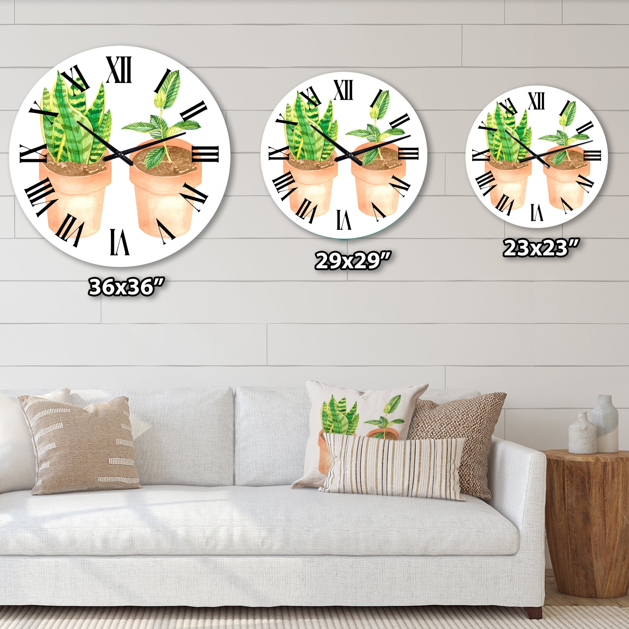 Designart 'Sansevieria & Ficus Indoor Green Home House Plants' Traditional Wall Clock