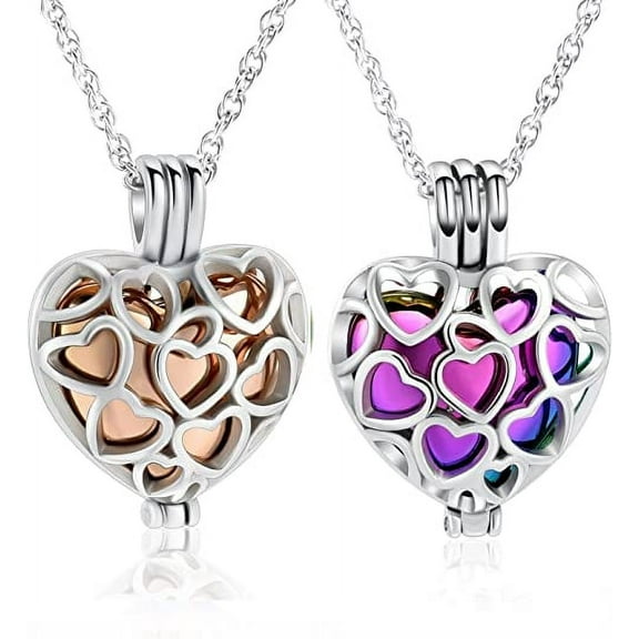 2 Pcs Heart Cremation Jewelry for Ashes - Urn Pendant Necklace for Ashes Grandma Grandpa Mom Dad Papa Nana Brother Sister