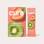 Cure Hydration Plant Based Electrolyte Mix | Powder for Dehydration Relief | Made with Coconut Water | Non-GMO | No Added Sugar | FSA & HSA | Vegan | Box of 8 Packets - Strawberry Kiwi